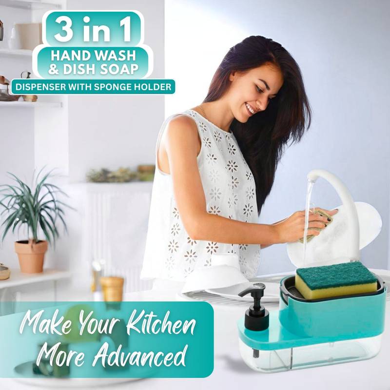 3-in-1 Soap Pump Dispenser with Sponge Holder - Kitchen Sink...