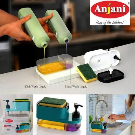 3-in-1 Soap Pump Dispenser with Sponge Holder - Kitchen Sink...